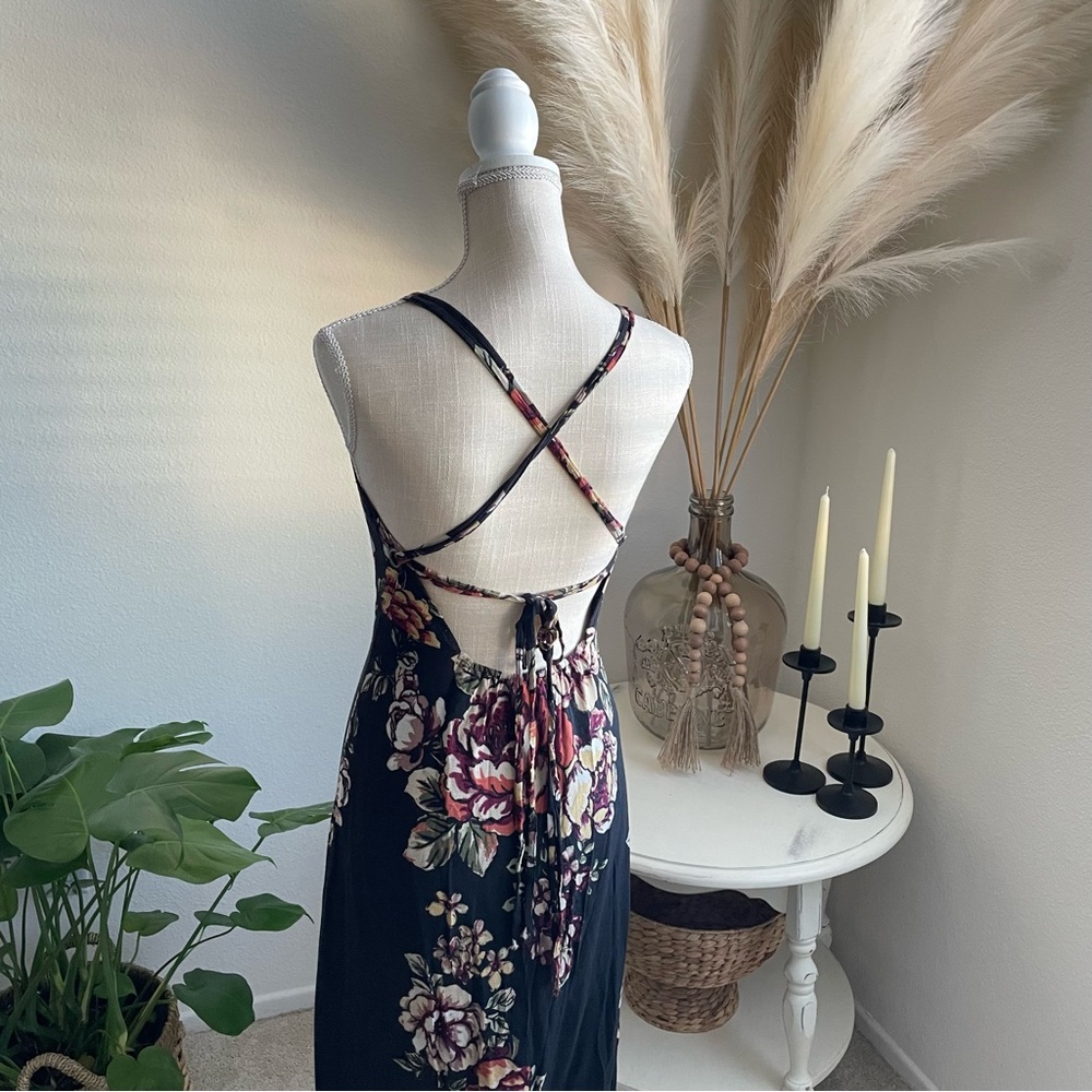 Dark Charcoal Floral Maxi Dress - Picture 2 of 2